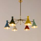 Italian mid-century colourful chandelier attributed to Arredoluce, 1950s