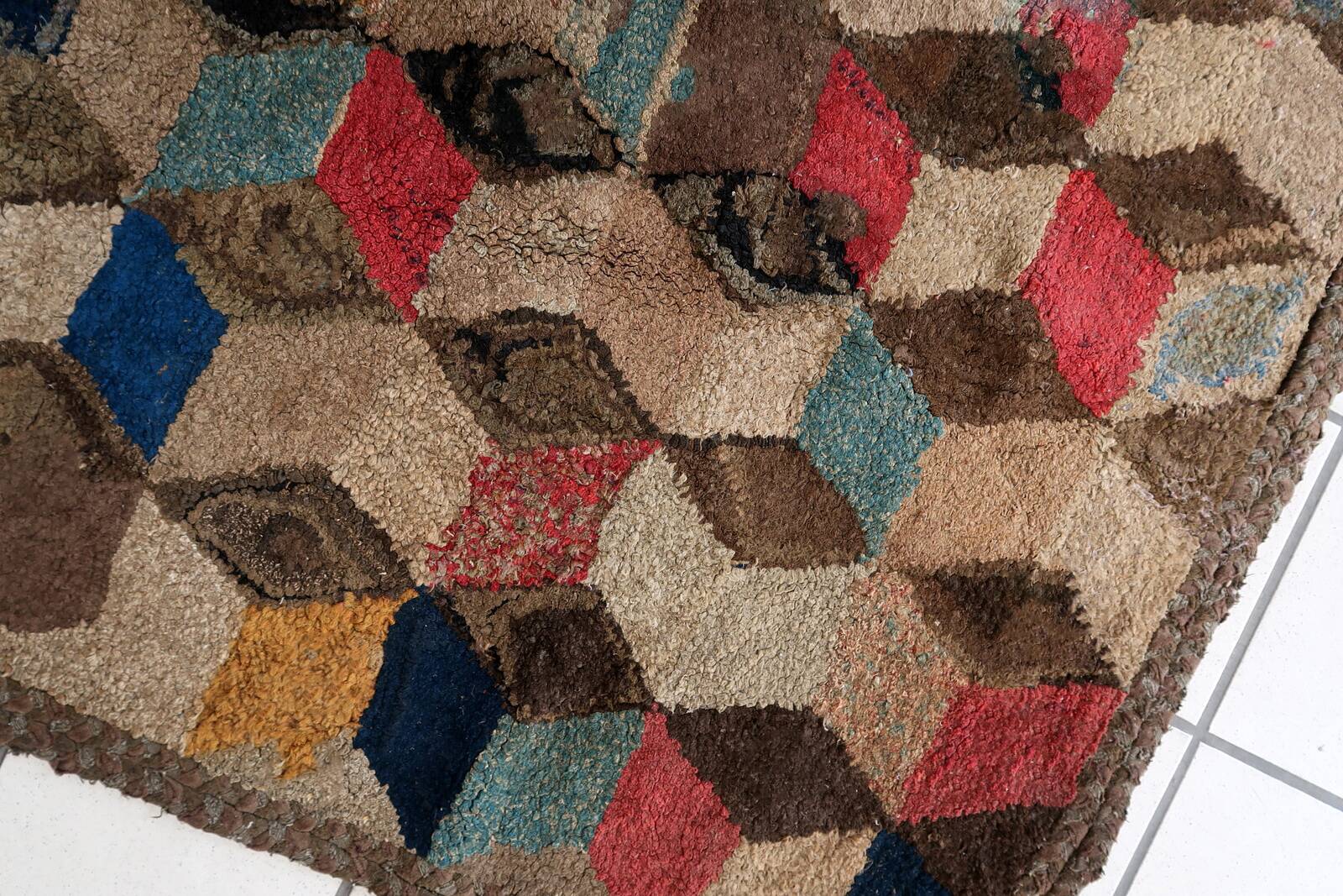 Tapis ancien fait main American Hooked 97cm x 154cm - 1C991