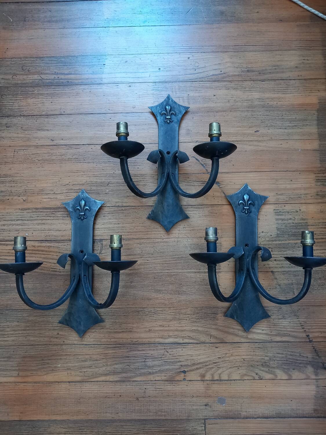3 vintage iron wall lights/ Medieval/ Castle