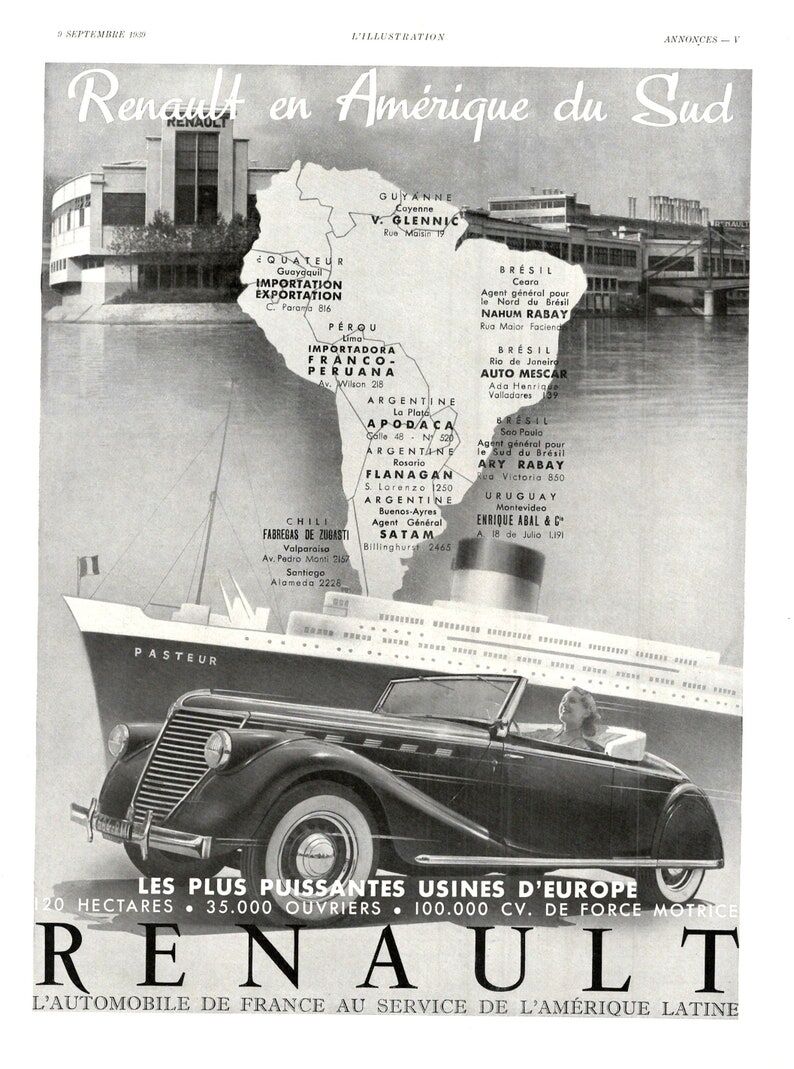 Vintage poster 30s Renault Automobiles
