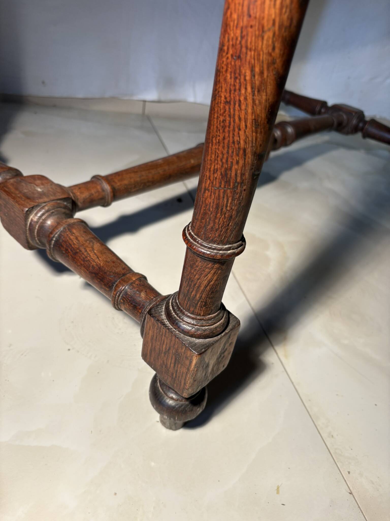 Antique solid wood table with turned legs