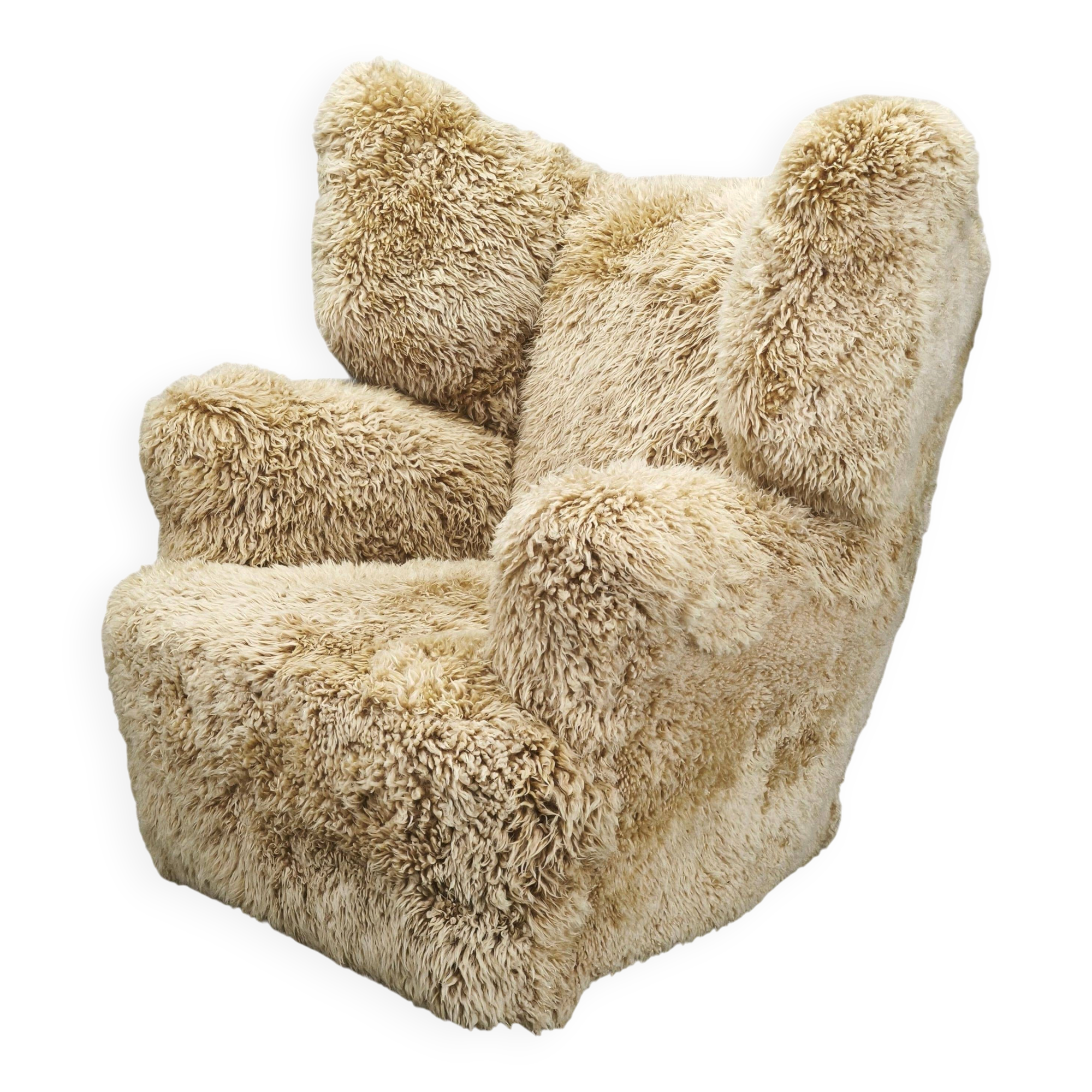 1930s Art Deco Wingback Armchair in Honey Skandilock Sheepskin