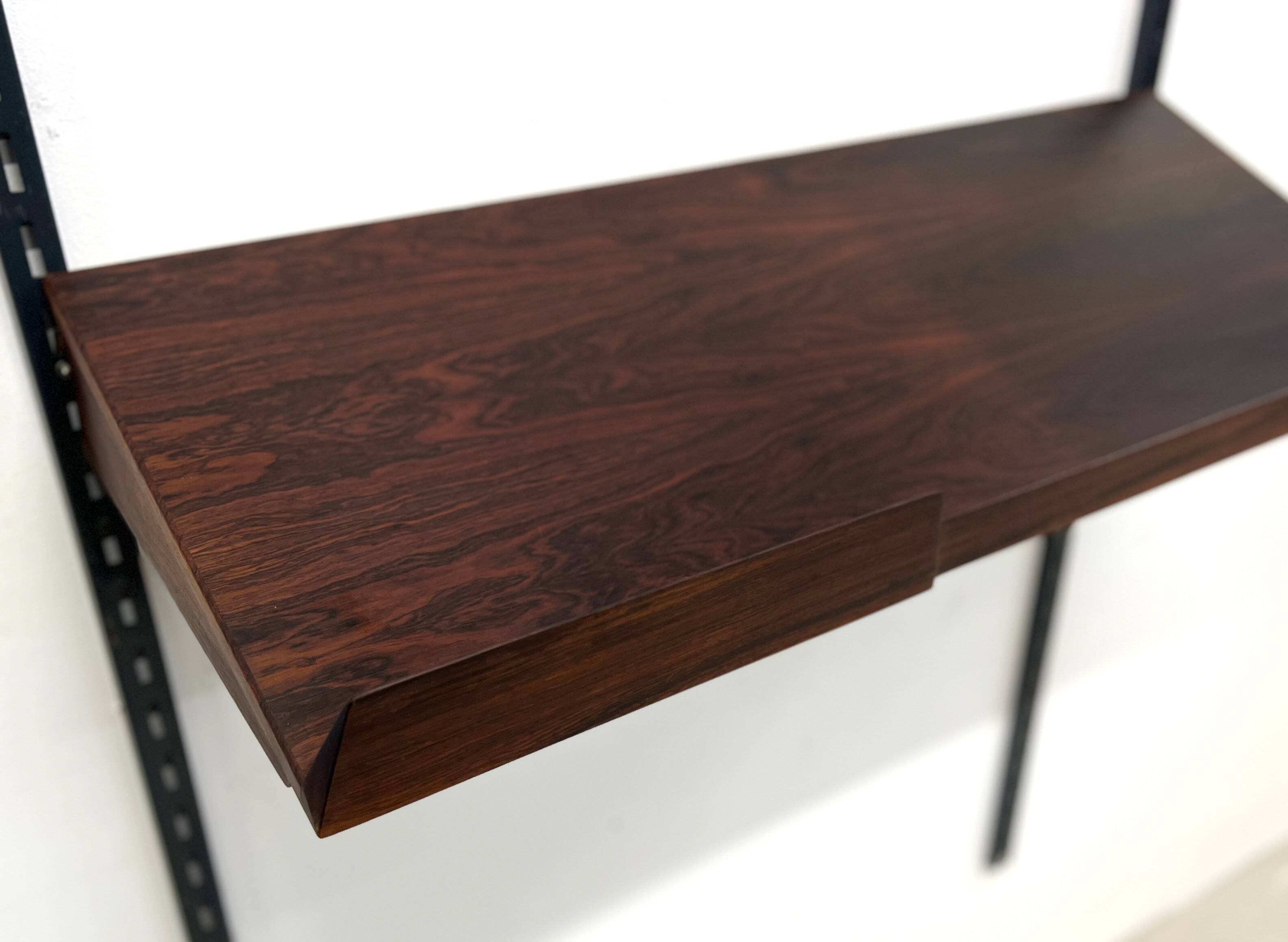 Rosewood Vintage Magazine Shelf By Kai Kristiansen For FM Modular Wall Syst