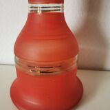 vase en verre peint , aspect granité rouge et doré