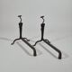 Pair of handforged metal and brass andirons