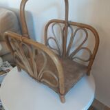 Vintage rattan log holder