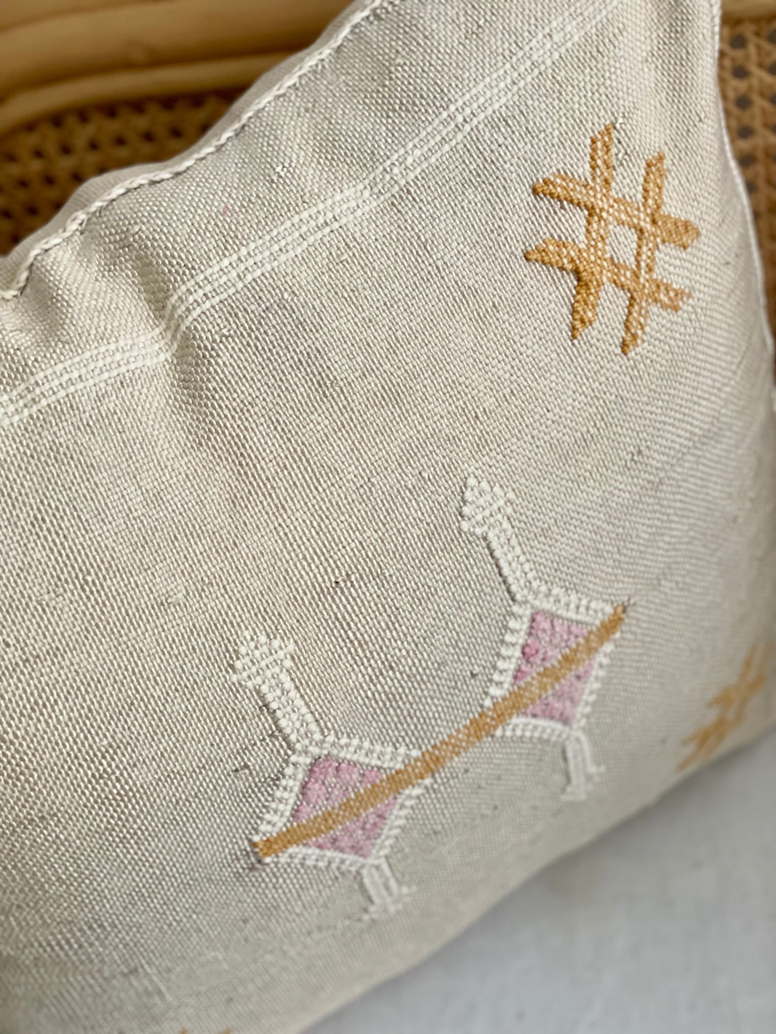 Housse de coussin sabra soie de cactus beige lin