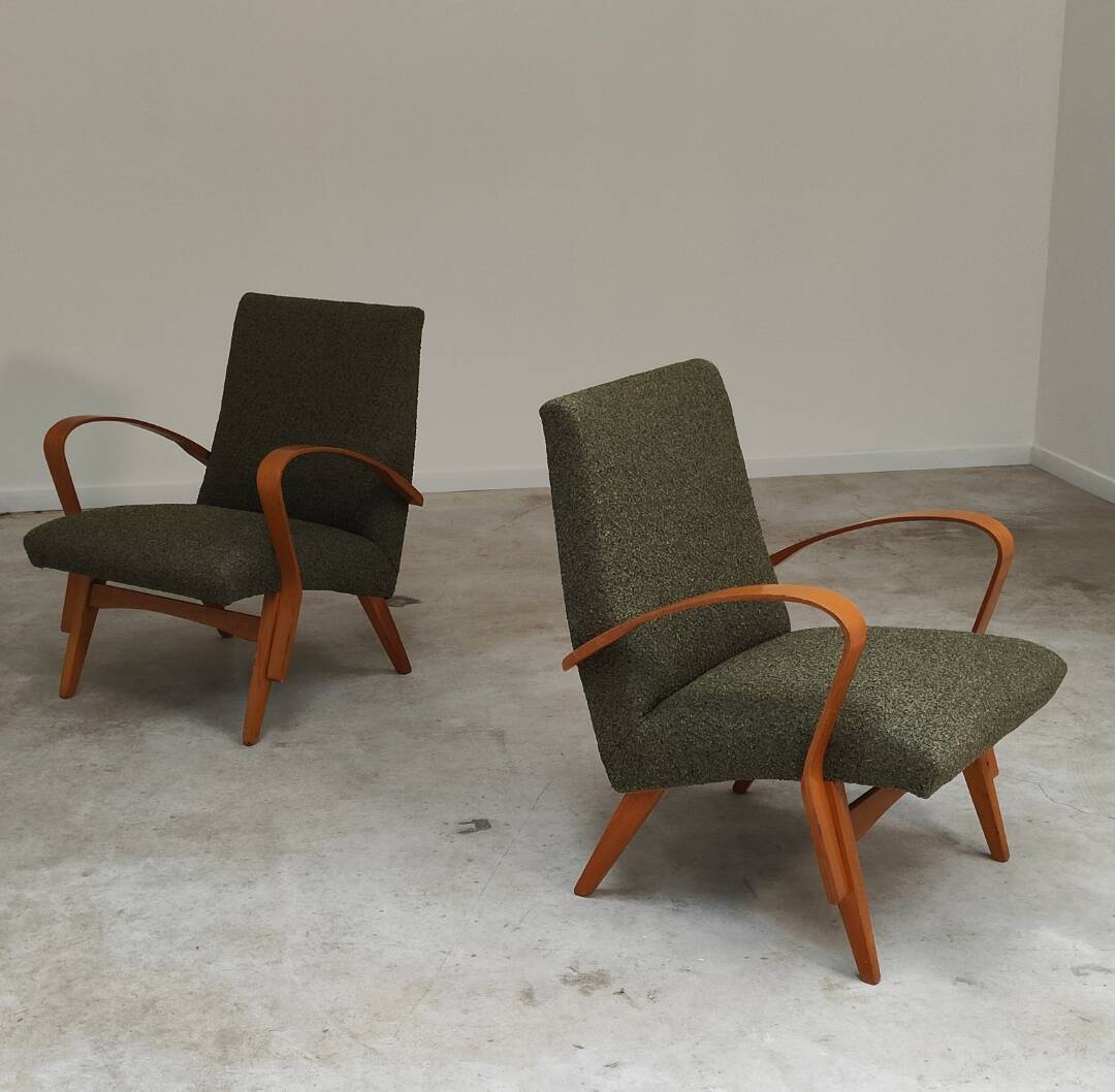 Pair of lounge chairs restored by Frantisek Jirak for Tatra