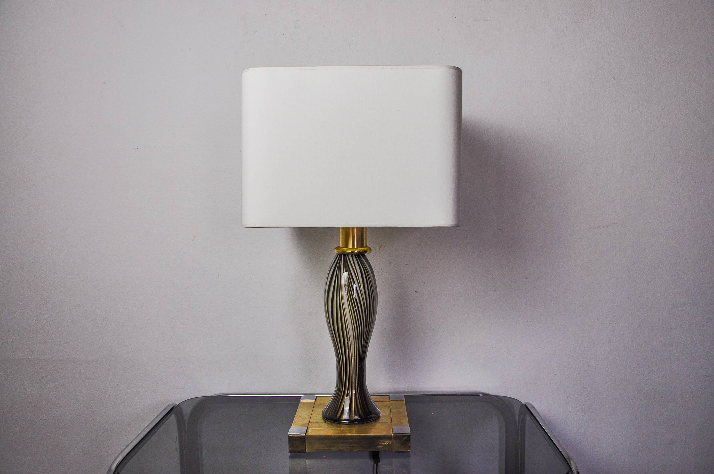 Bd Lumica table lamp, murano glass and brass, Italy, 1970