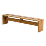 Large solid pine bench, Les Arcs, circa 1973