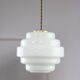 Mid-Century Italian Brass and Opaline Glass Pendant Lamp