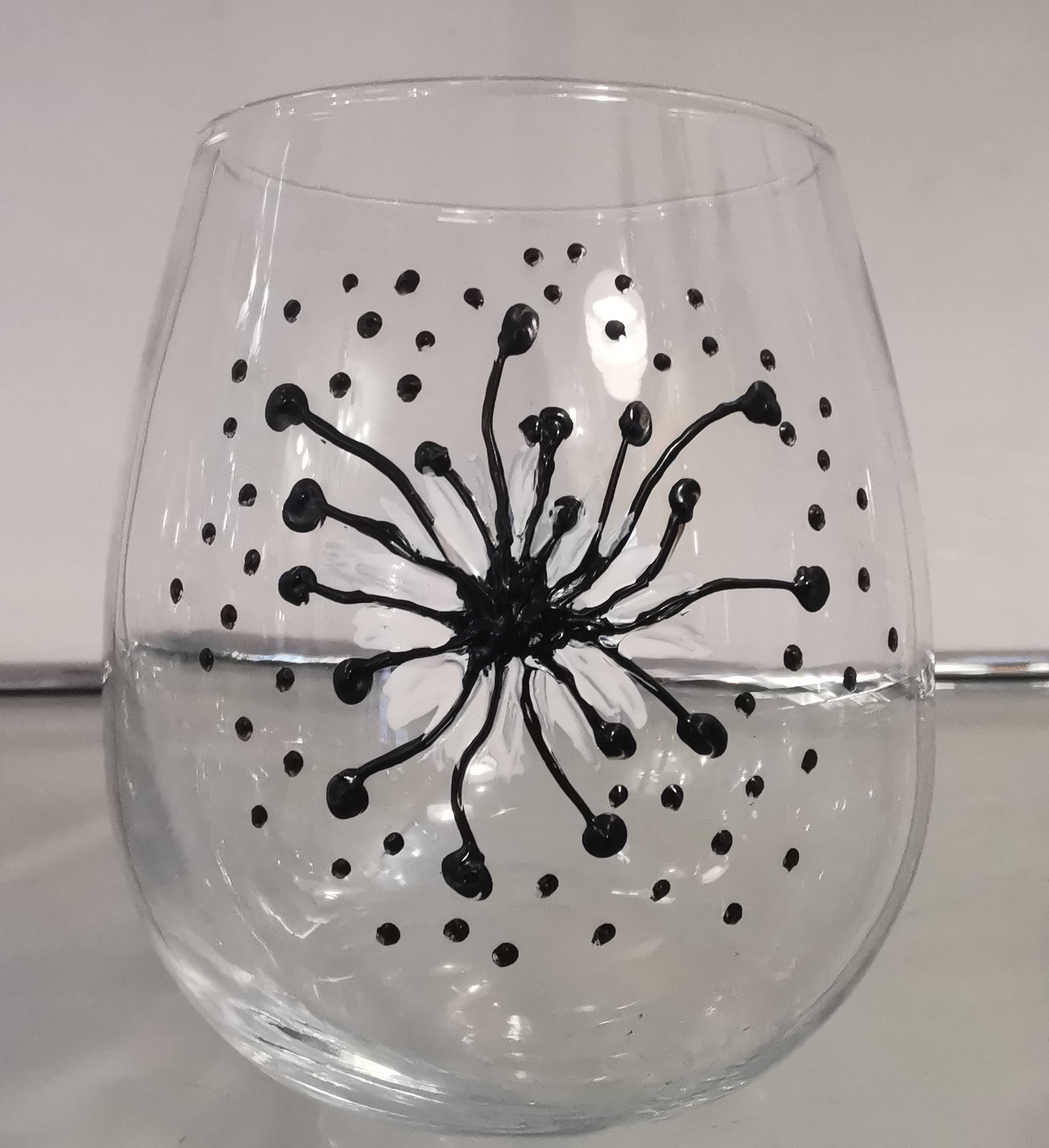 Service of 6 vintage water glasses, handmade decor