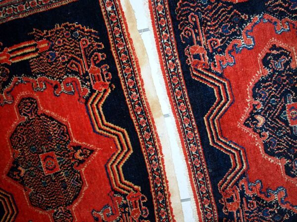 Paire de tapis antiques faits main Senneh persans 52cm x 80cm (années 1900)
