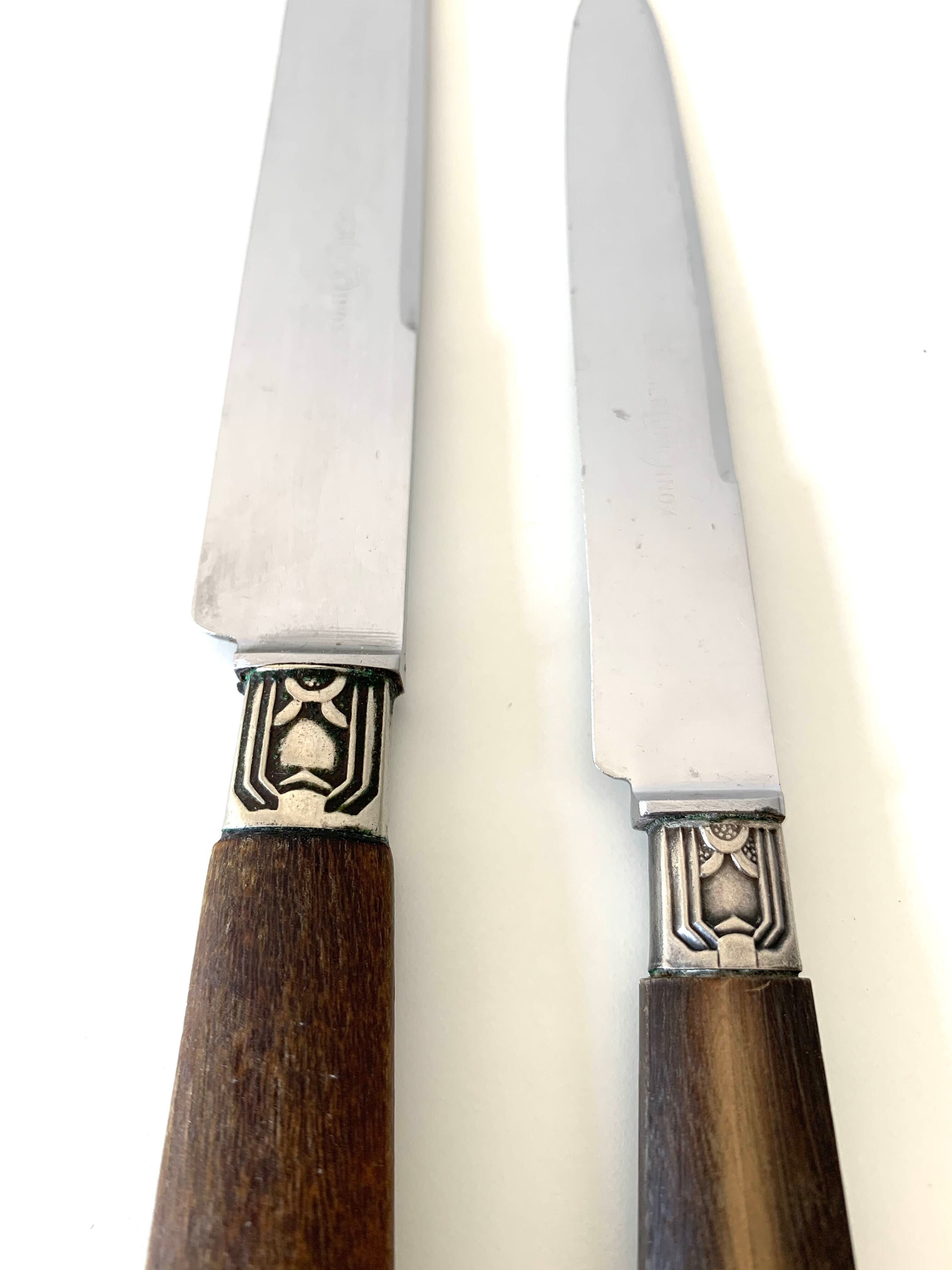 10 old wooden handle knives