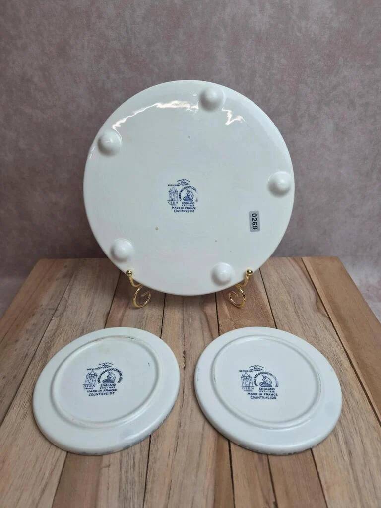 Gien x Enoch Wedgwood Countryside – trivet + 2 bottle coasters