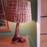 Brutalist lamp, olive wood