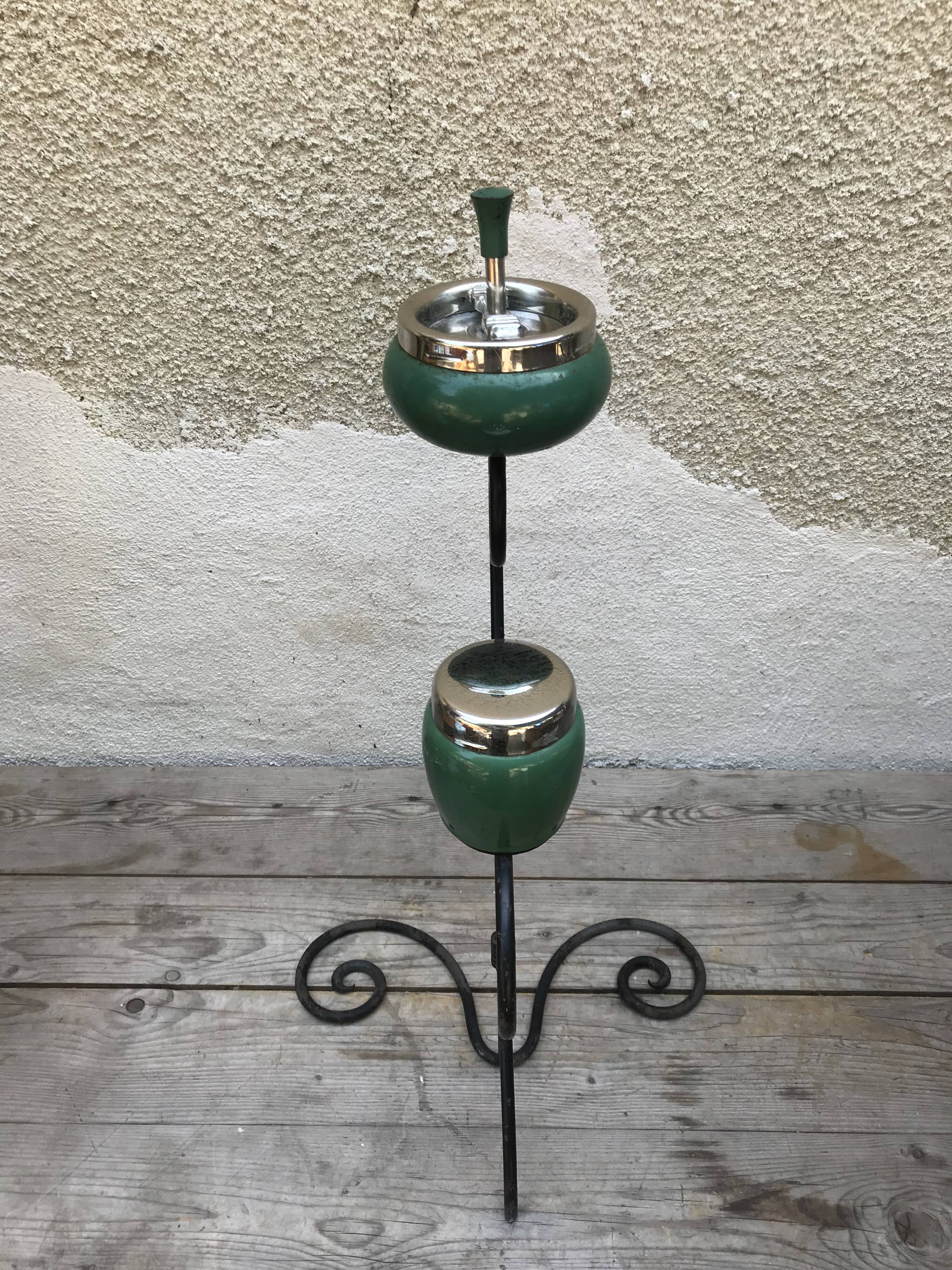 Old on foot wrought iron ashtray