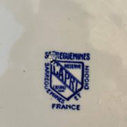 Plat creux rond terre de fer Sarreguemines Capri 30 cm, décor bleu