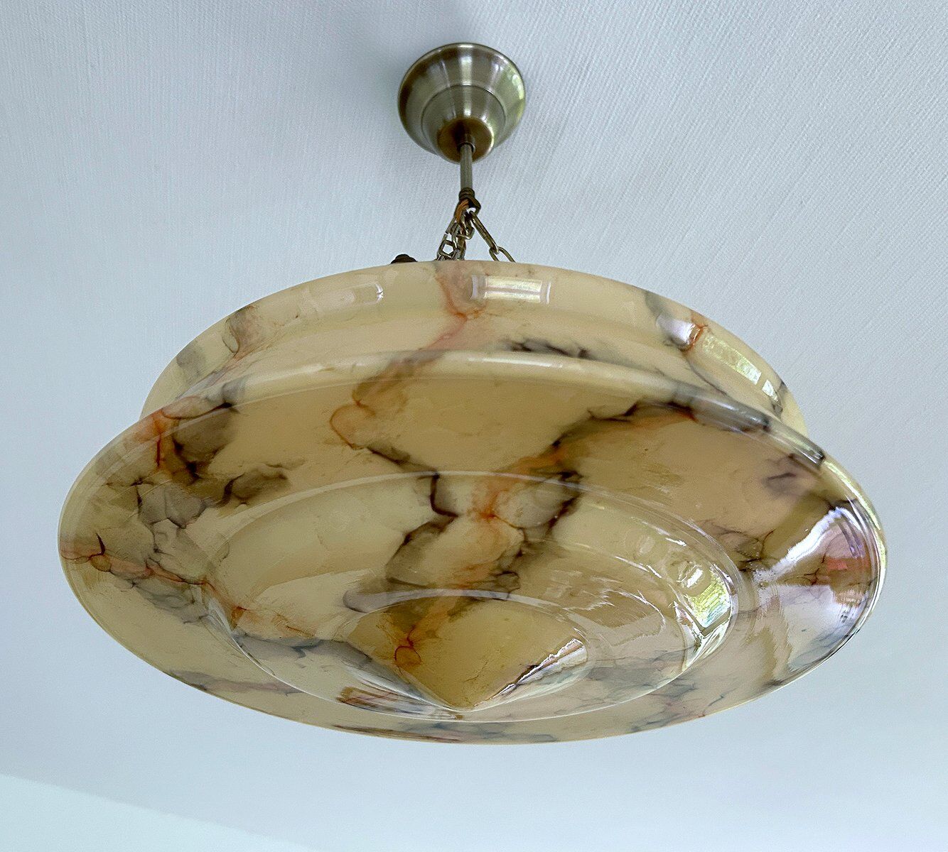 Art Deco pendant light in amber marble glass