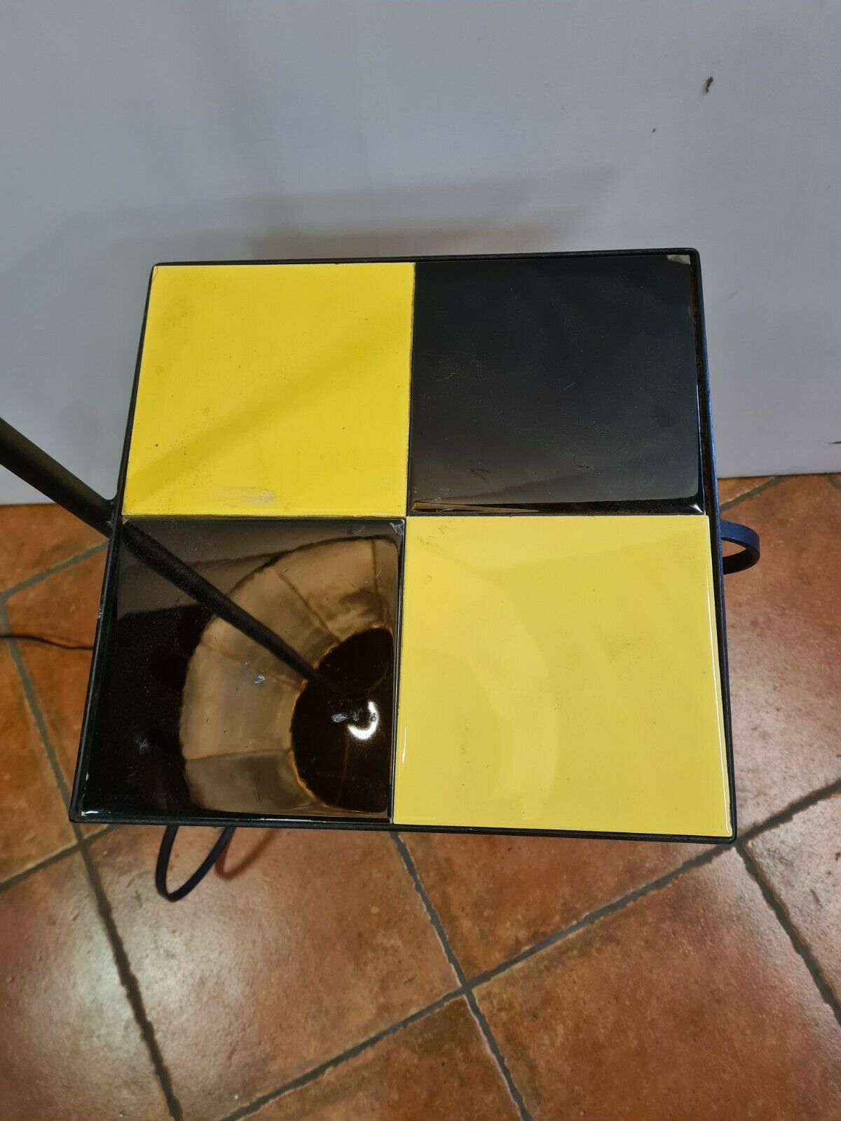 Vintage wrought iron and ceramic lamppost 1950