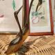 Duo of golden brass swans