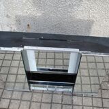 Vintage mirror cabinet in wood and chrome metal - backlit dressing table shelf 1950-1960