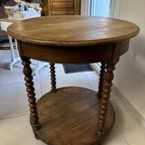 Round turned wood side table
