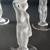 Set of 9 crystal flutes with Venus and Bacchus foot, Vannes and Bayel