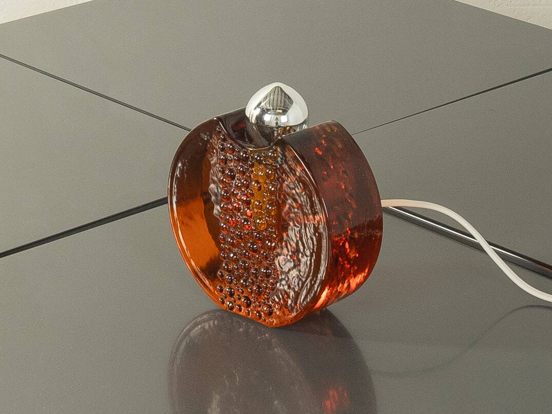 Sculptural table lamp by Doria Leuchten, space age, orange glass, Germany, 1970s