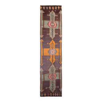 Long Tapis Couloir Kilim Vintage pour Escalier Ethnique, 99x428 Cm