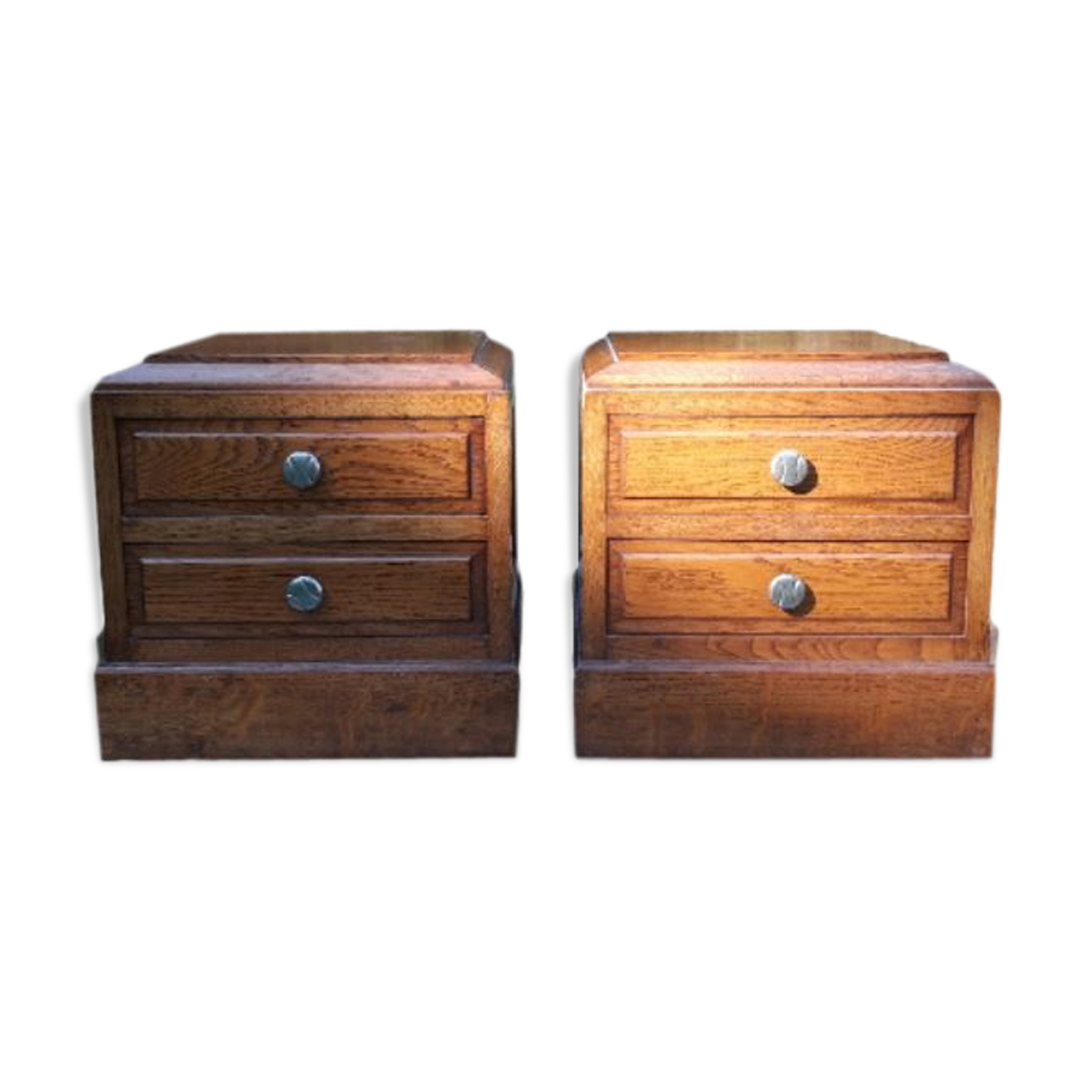 Duo de petits meubles de rangement art-déco en bois