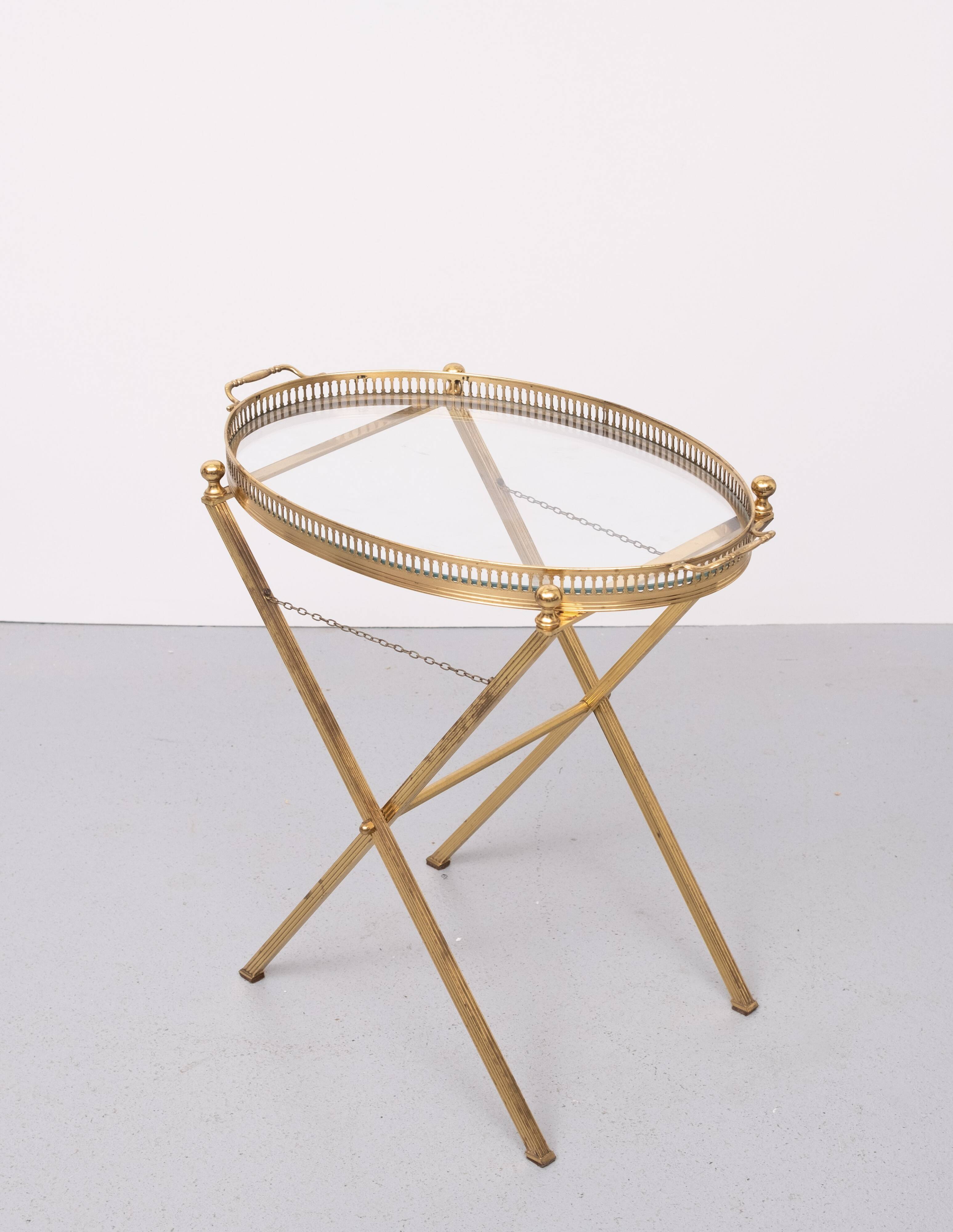 small Brass folding serving tray table 1970 France
