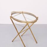 small Brass folding serving tray table 1970 France