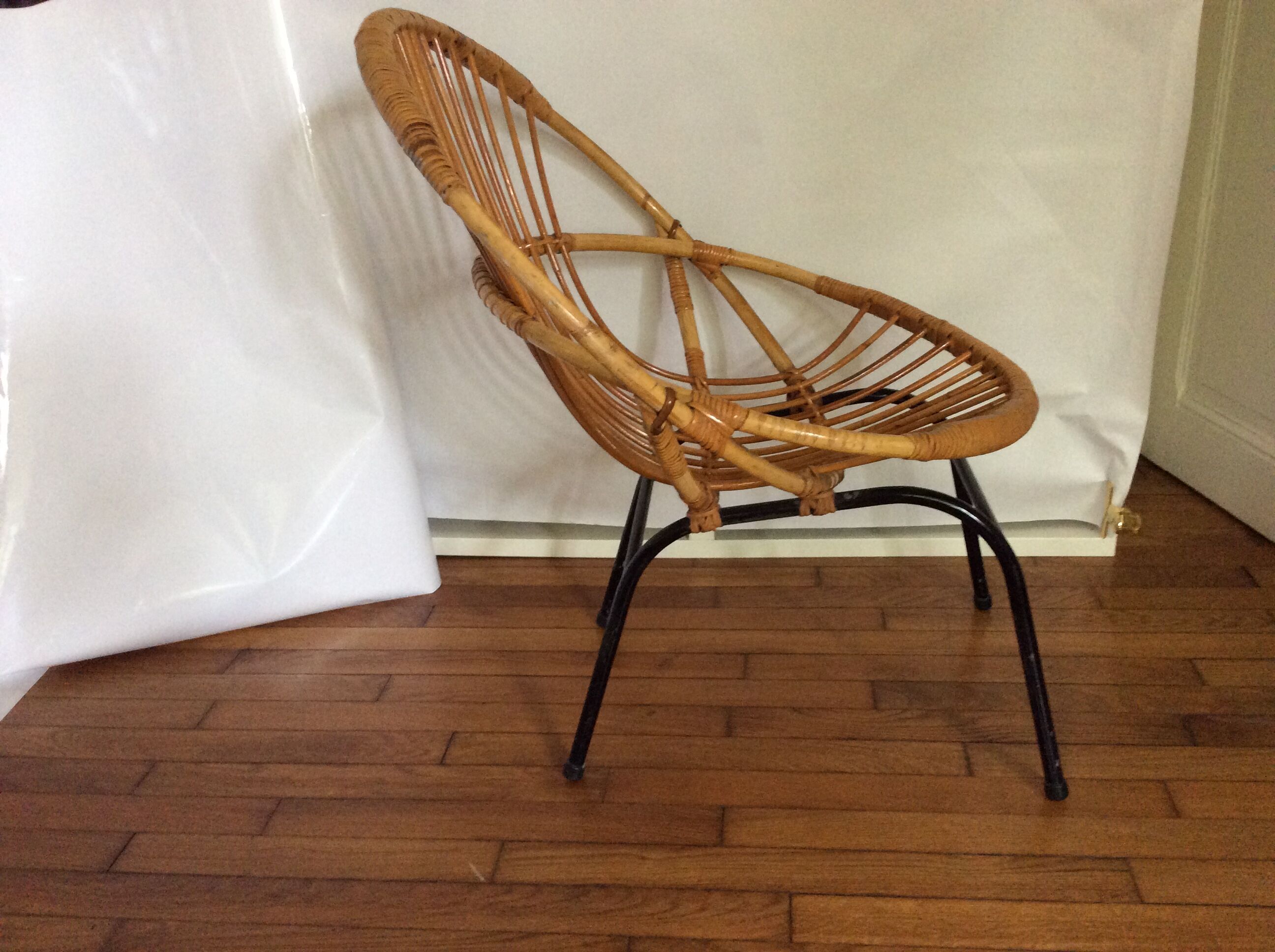 Fauteuil en rotin vintage
