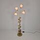 Lampadaire italien avec tiges en métal, détails de feuilles et fleurs en verre de Murano