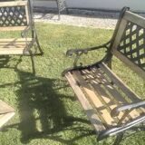 Cast iron and wood garden furniture