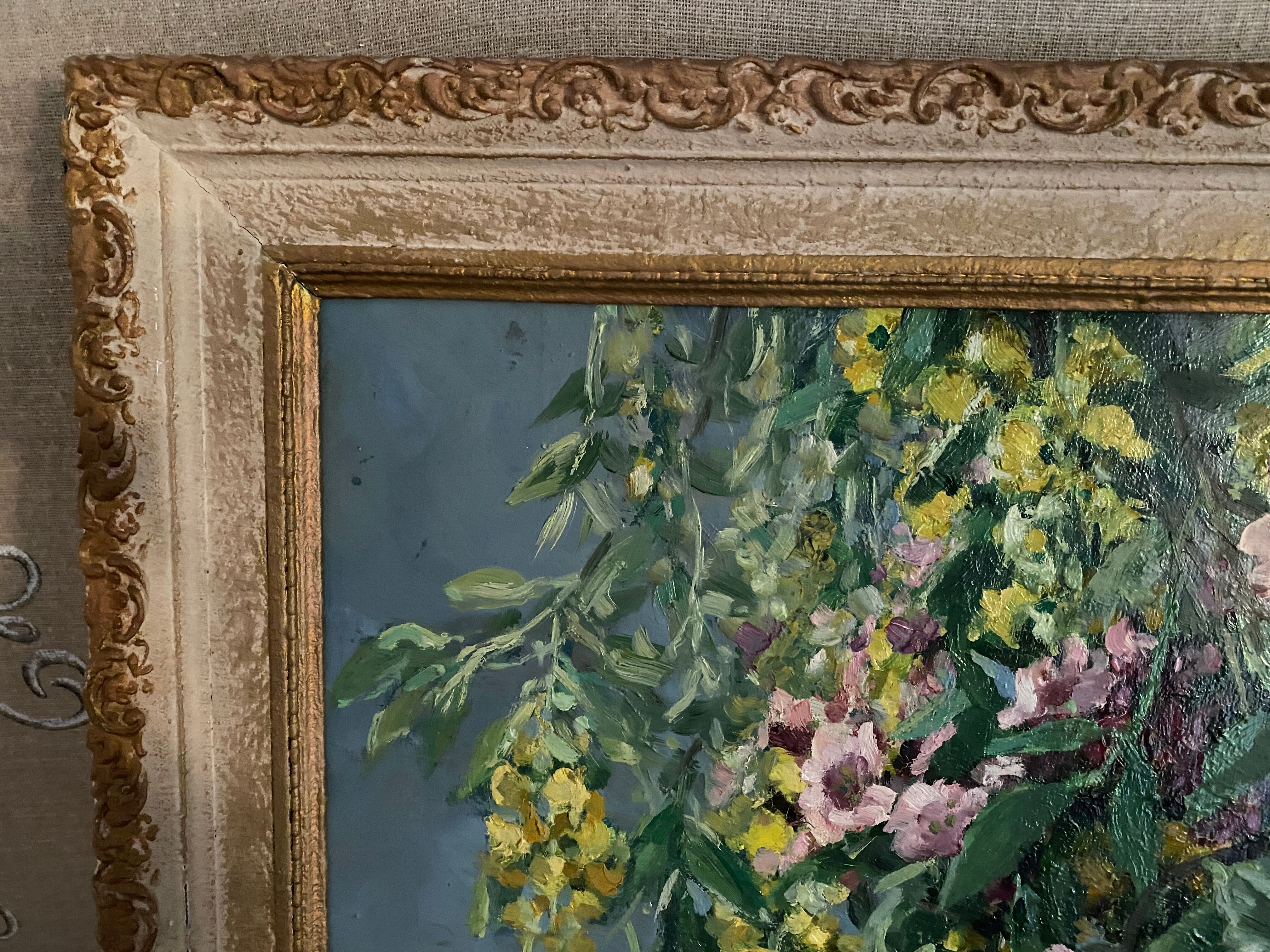 Huile sur toile « bouquet de fleurs »