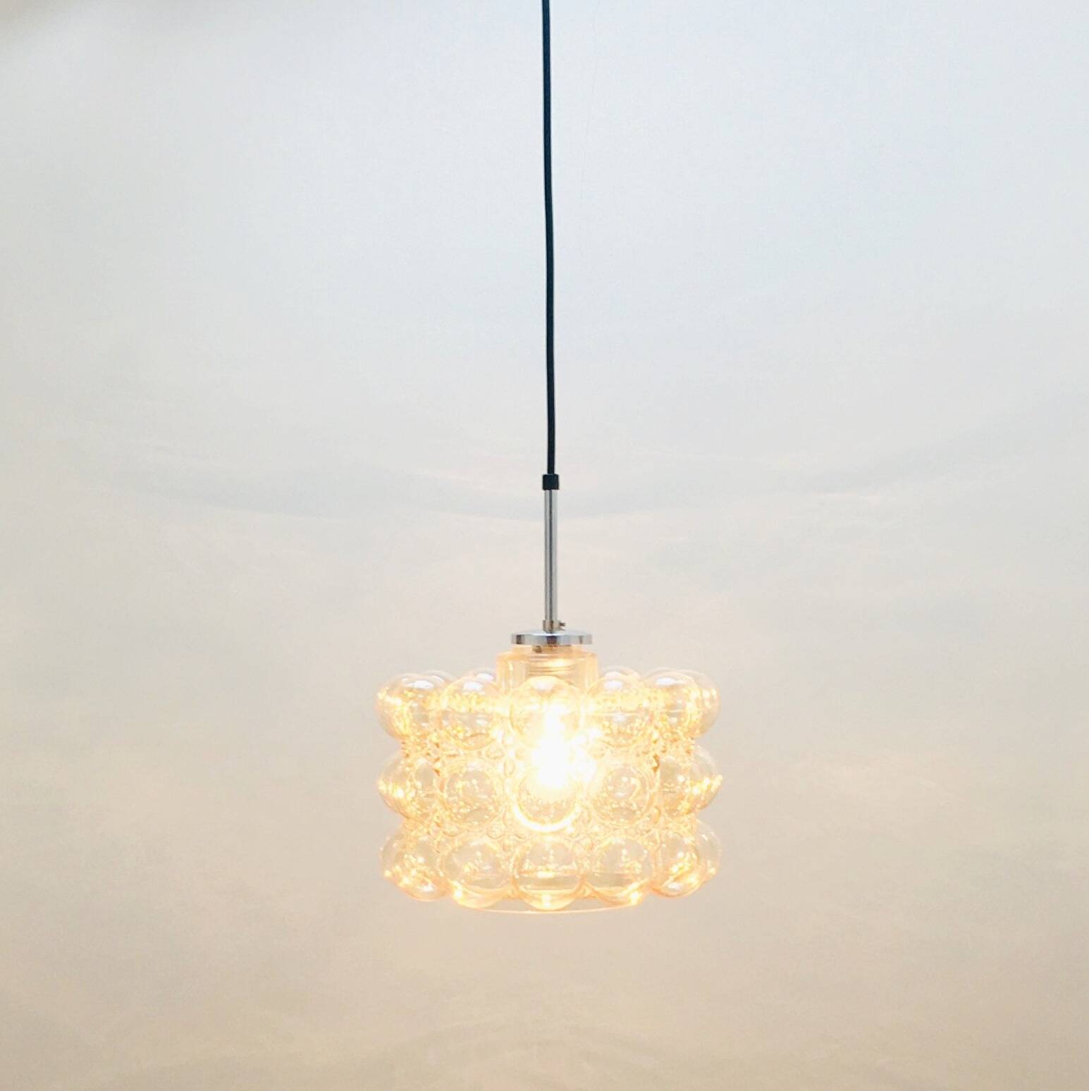 Mid-Century Amber Bubble Glass Ceiling Light/Pendant by Helena Tynell for Limburg, Germany, 1960s
