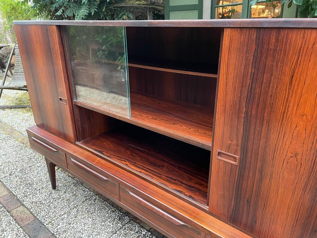 Scandinavian high rosewood sideboard by Johannes Andersen edited by Samcom