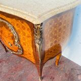 Curved chest of drawers Louis XV style marquetry with cube bottom XX century