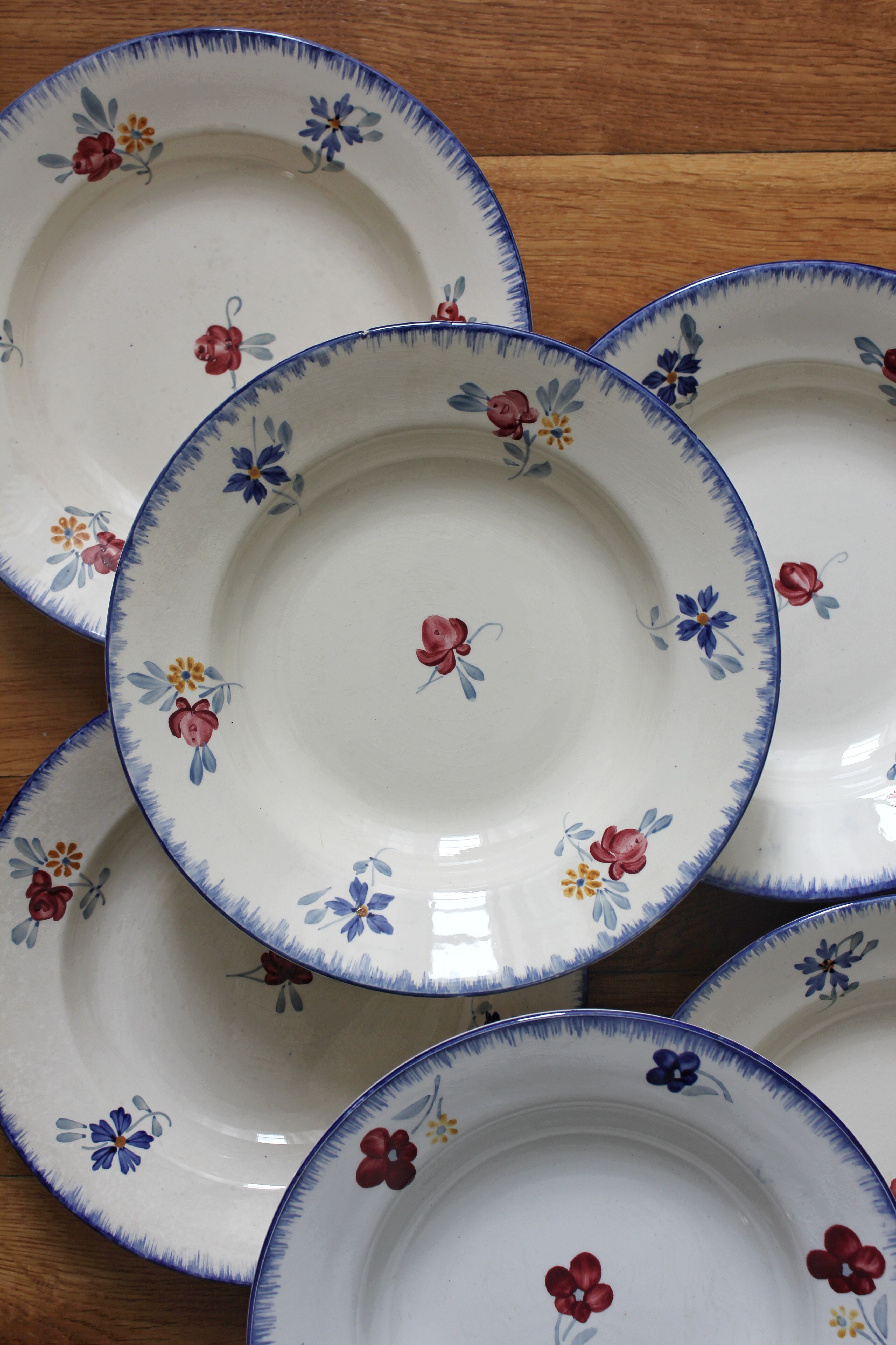 7 floral hollow plates "Mary Lou" Digoin Sarreguemines vintage