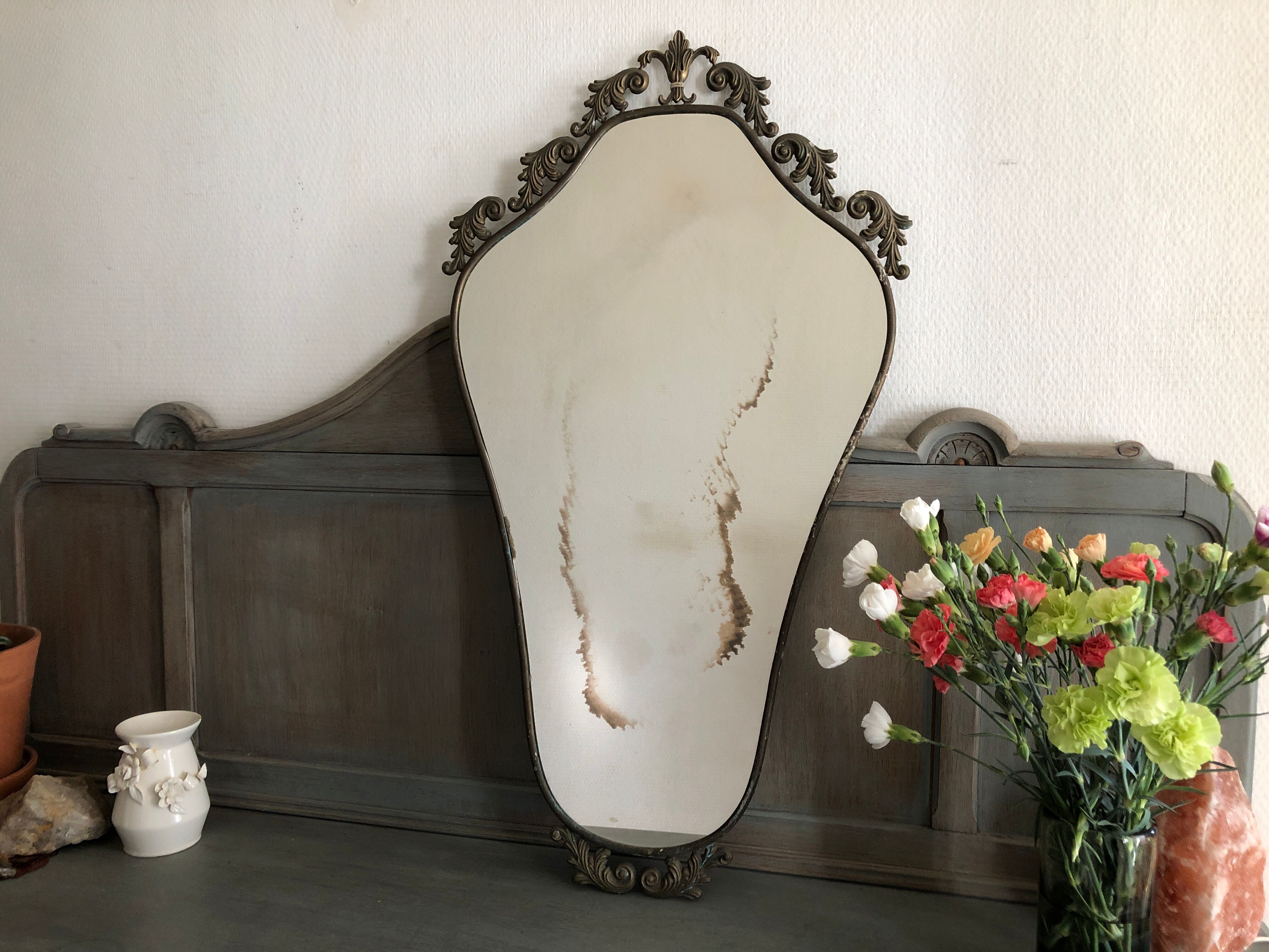 Antique metal mirror