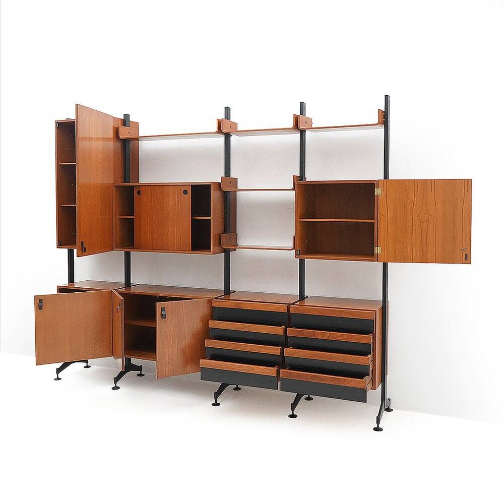 Teak bookshelf with four compartments, 1960s
