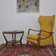 Mid-century Wingback armchair with folding footrest, 1960s