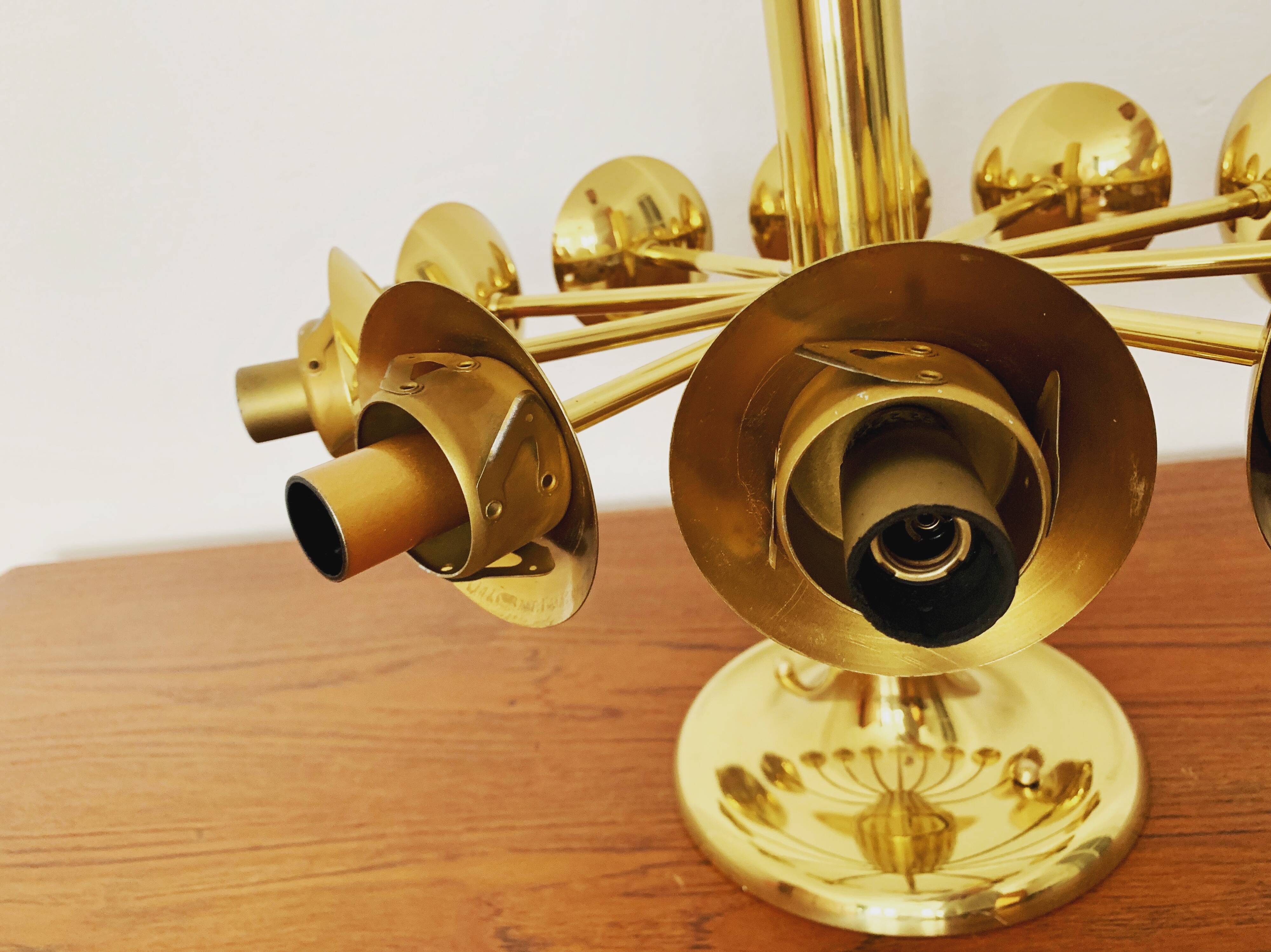 Lampe de plafond Sputnik en laiton par Kaiser Leuchten