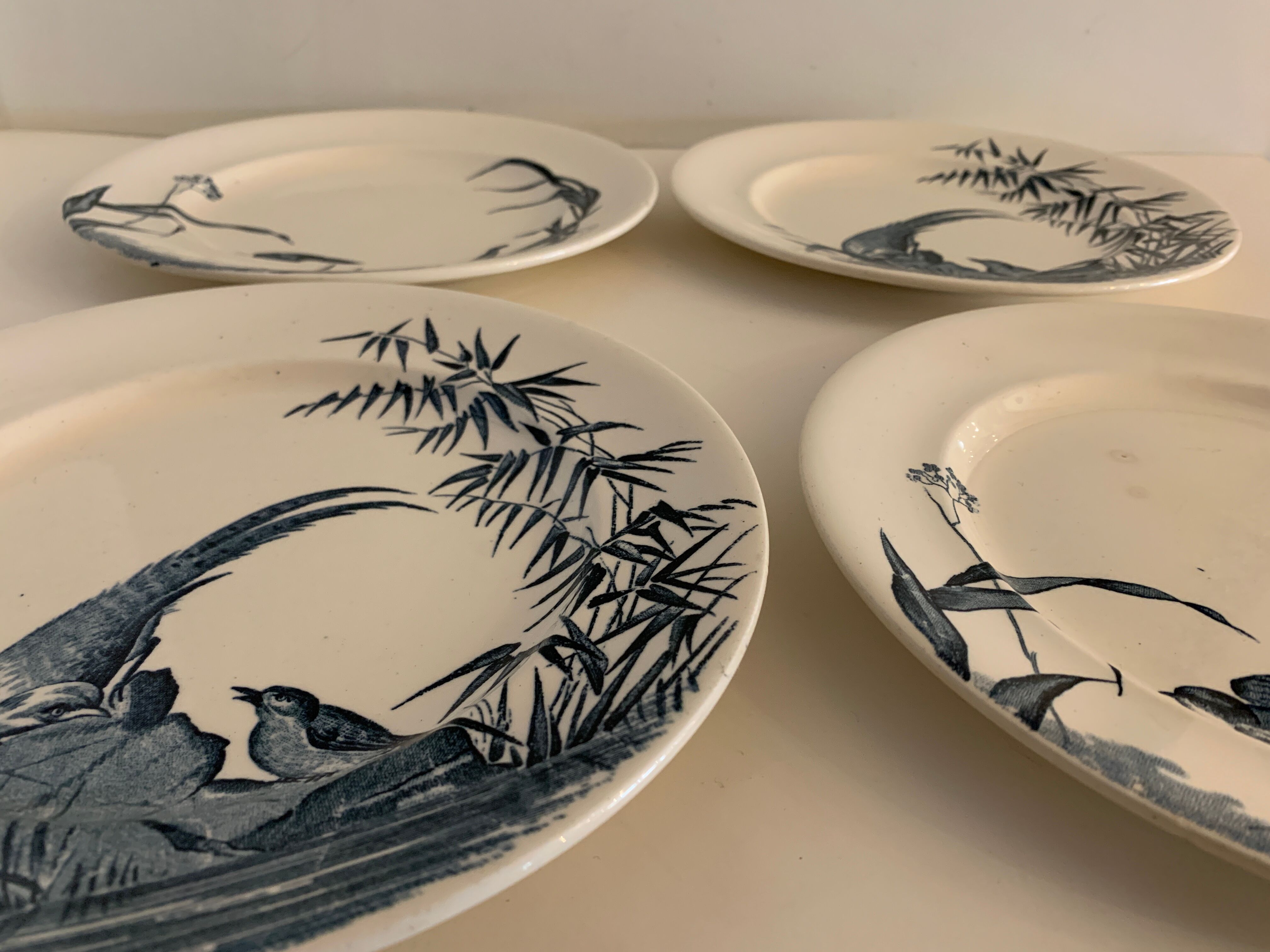 4 Japanese Longwy flat plates