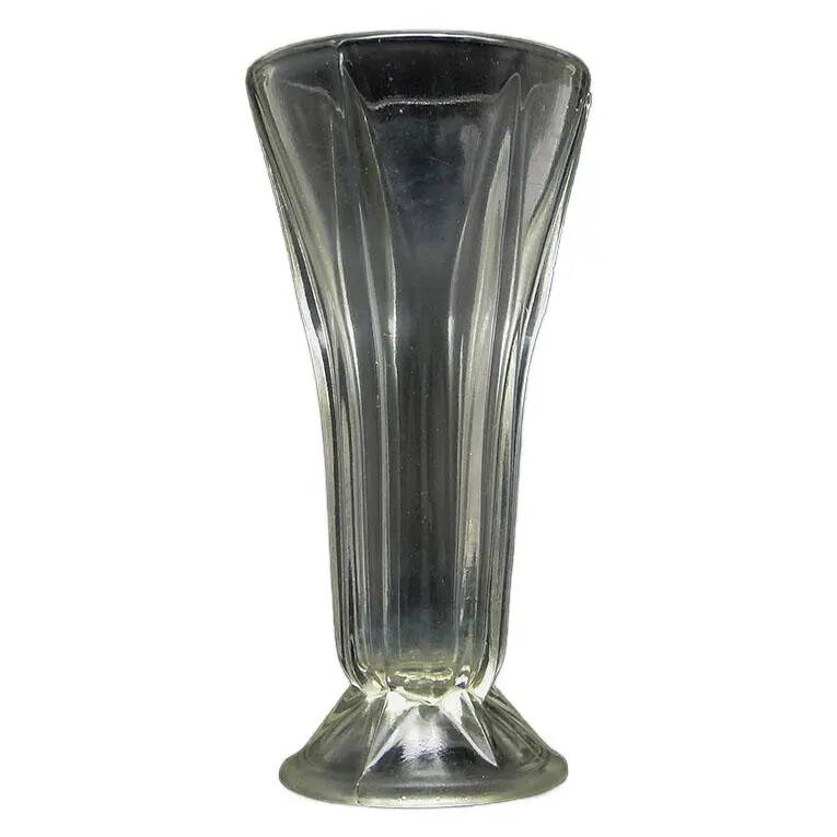 Art Deco vase, transparent glass, Poland, 1950s