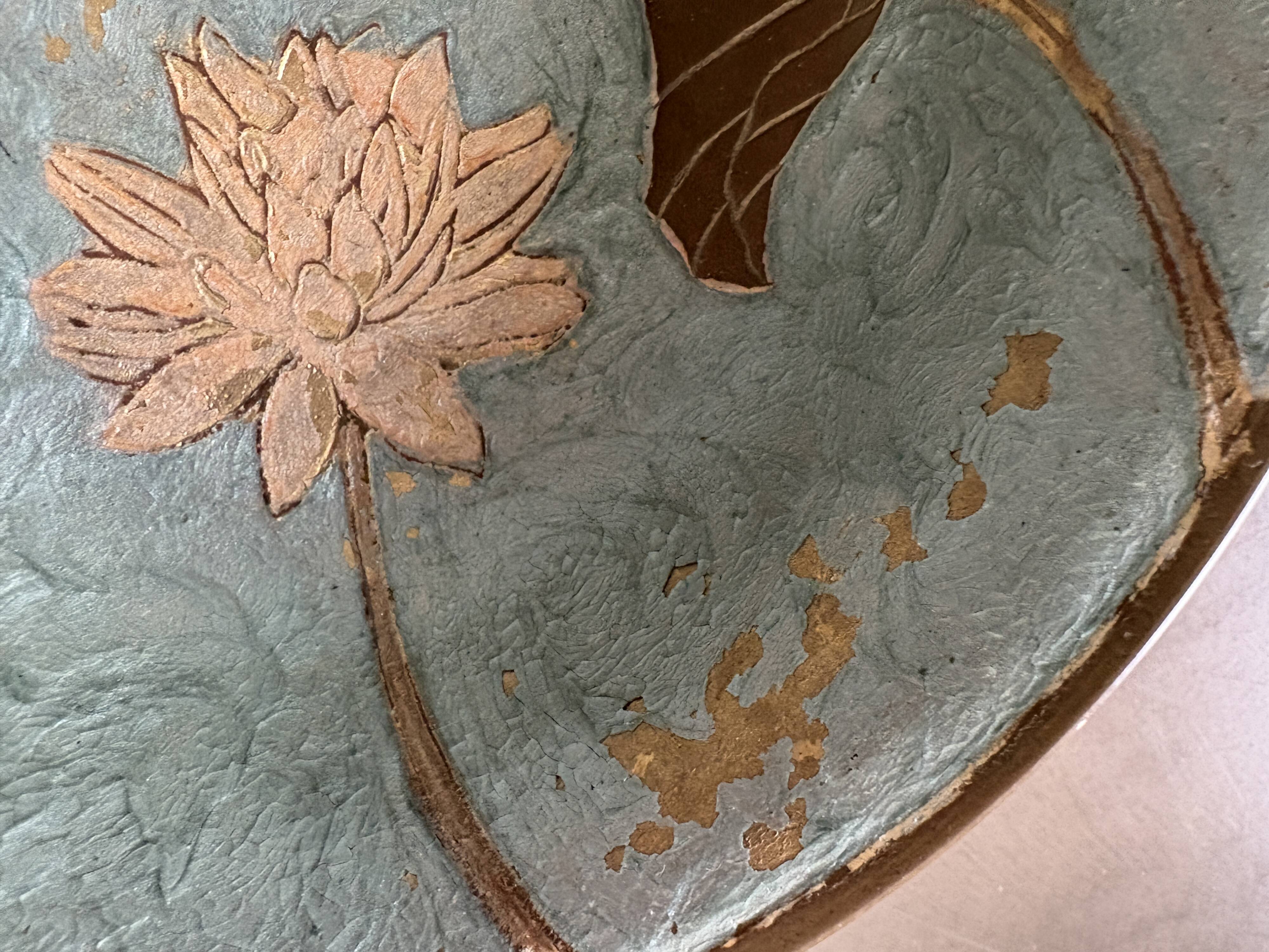 Large enamelled brass bowl