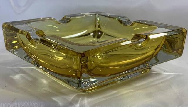 Adnet vintage leather crystal ashtray