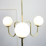 Lustre doré vintage en verre opalin